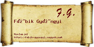 Fábik Gyöngyi névjegykártya