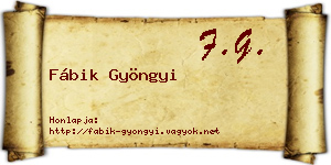 Fábik Gyöngyi névjegykártya